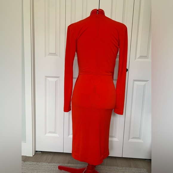 Red InWear bodycon wrap midi dress size S - Picture 4 of 7